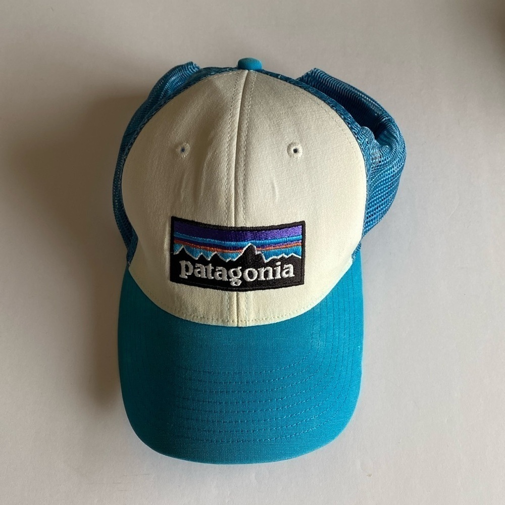 Patagonia trucker hat blue white GUC